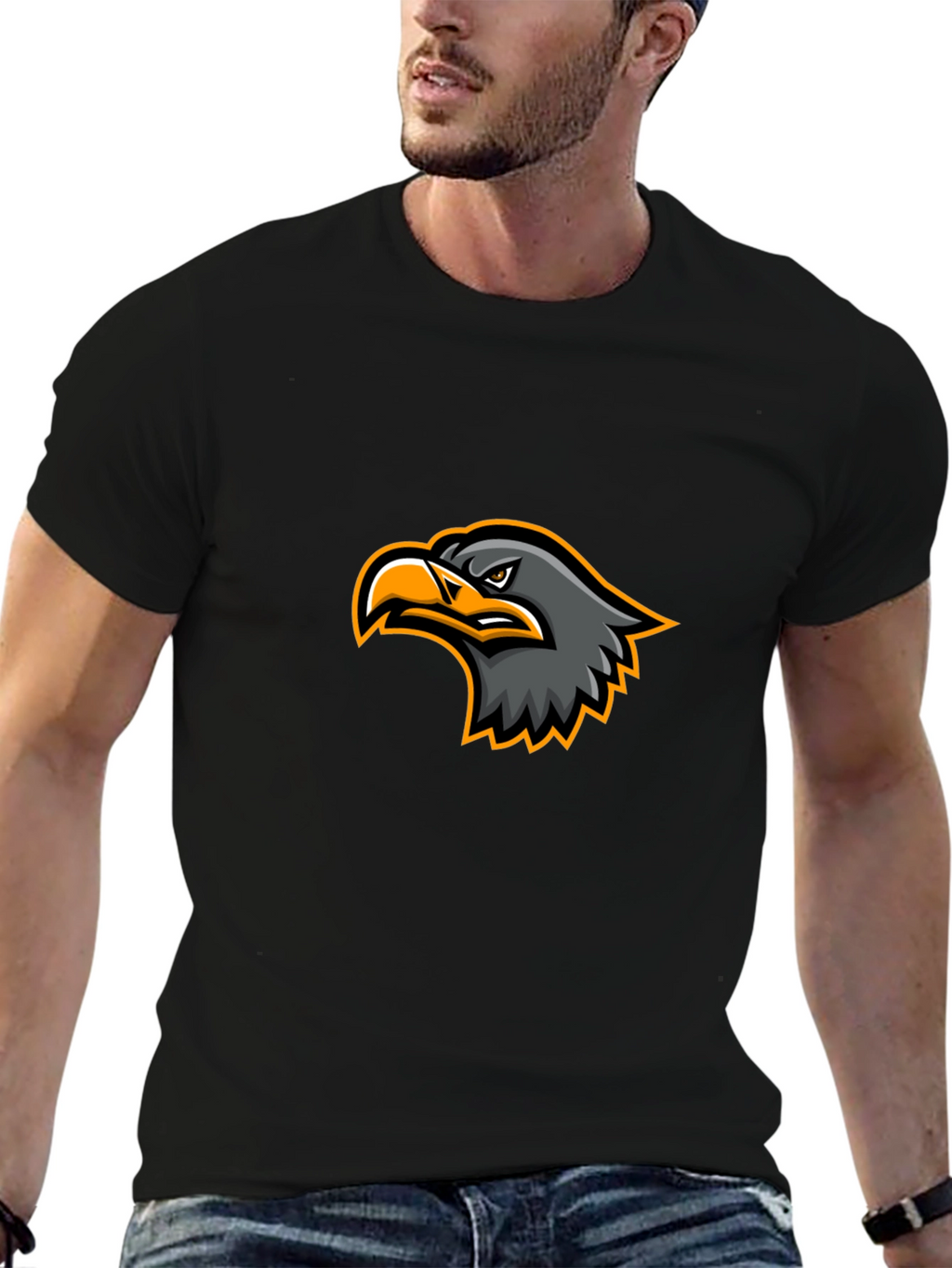 Black T-Shirt with Eagle Graphic