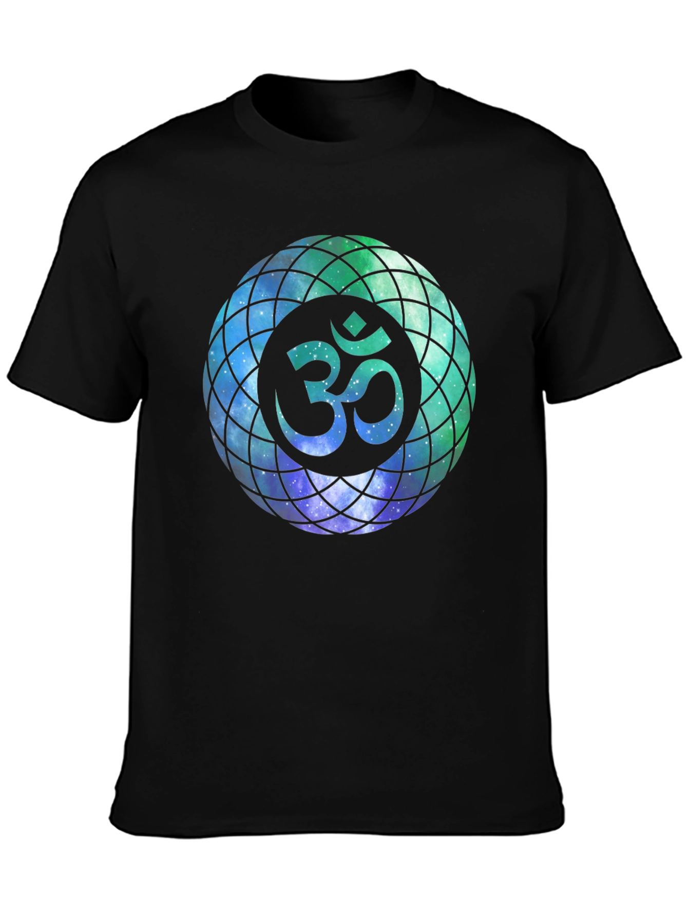 Om Galaxy Design T-Shirt - Mens Black Tee