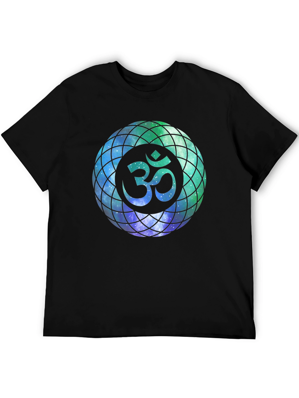 Om Galaxy Design T-Shirt - Mens Black Tee