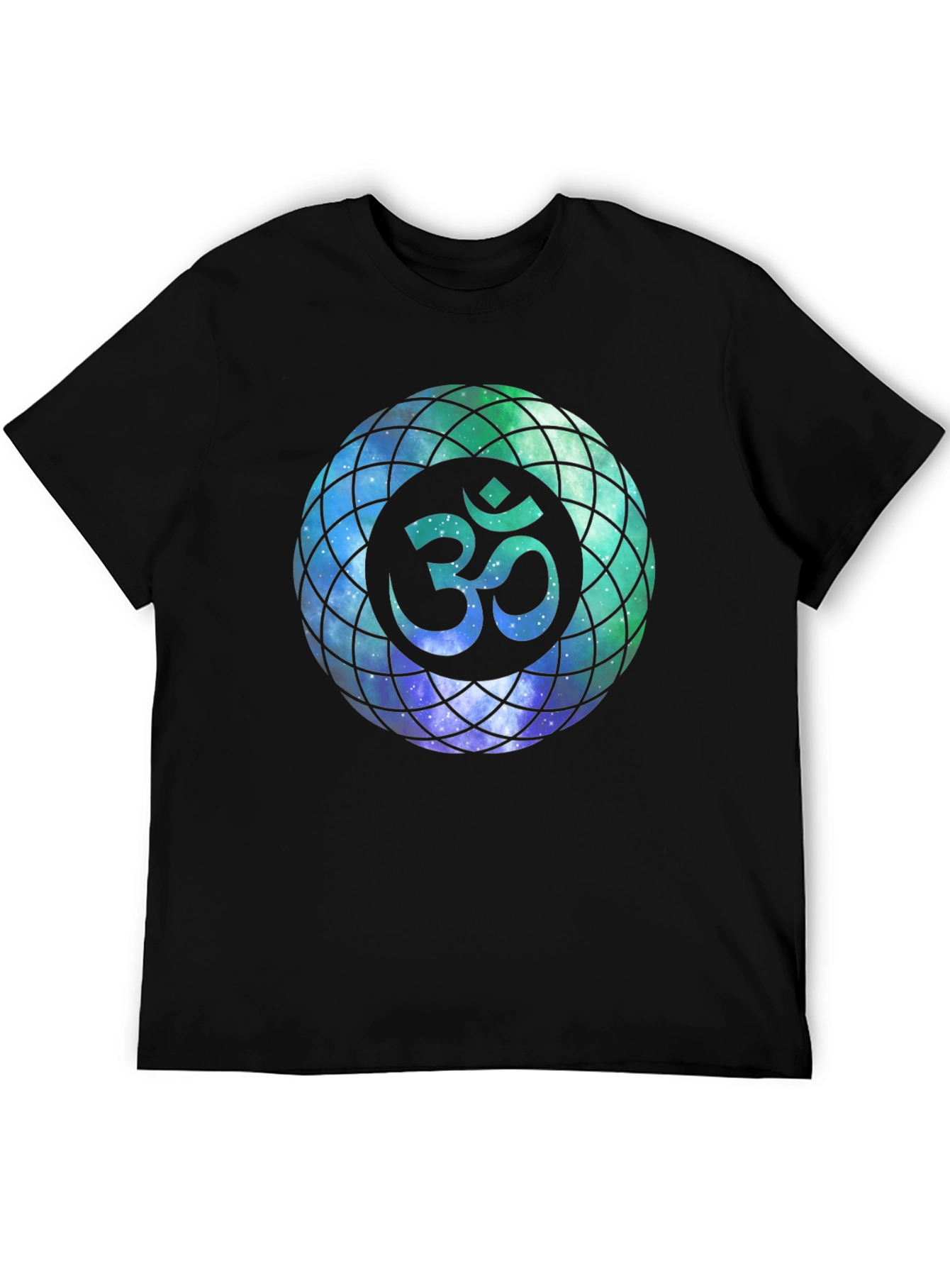 Om Galaxy Design T-Shirt - Mens Black Tee