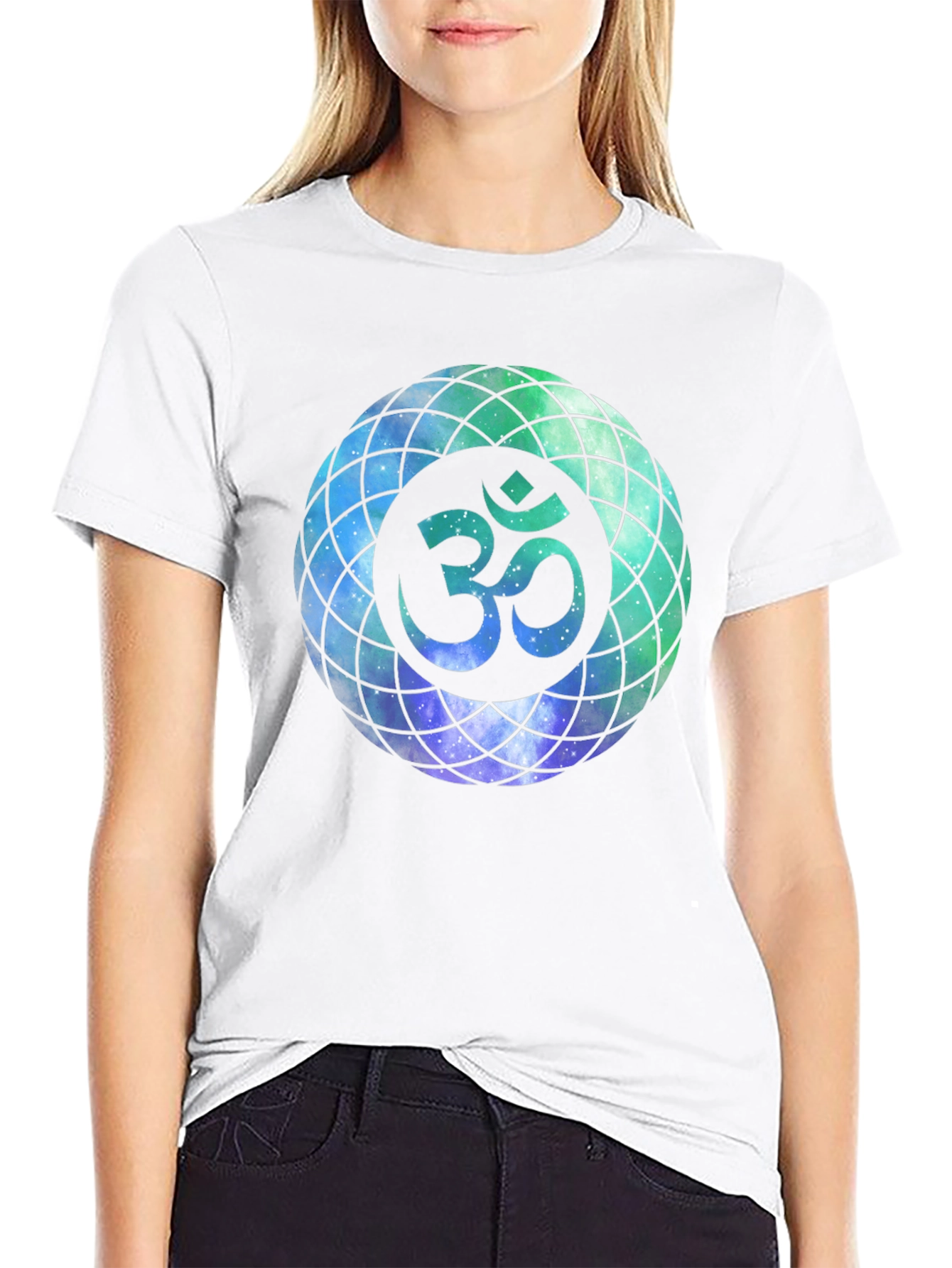 Om Galaxy Design T-Shirt - Mens Black Tee