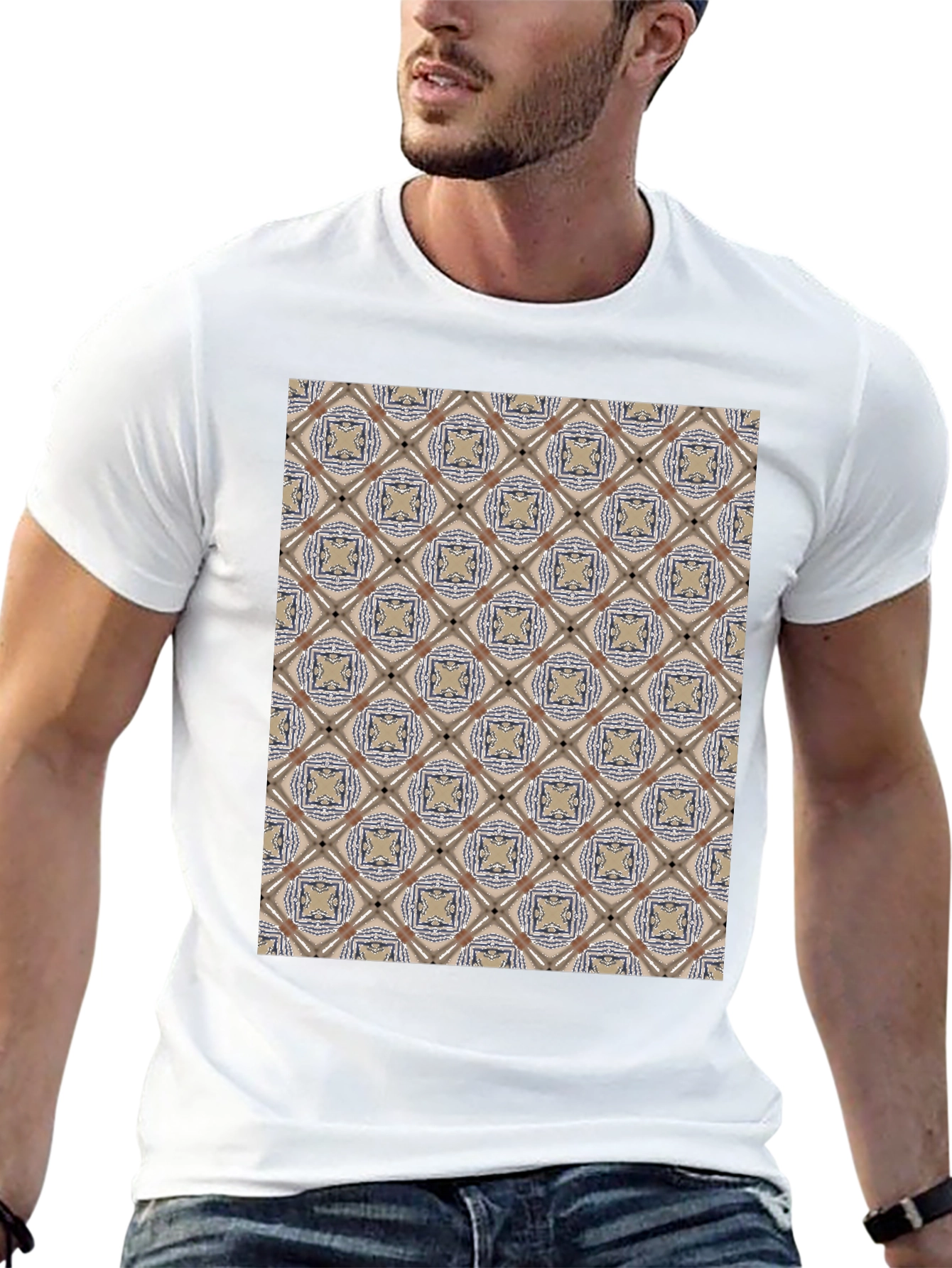 Patterned Black T-Shirt - Unique Design