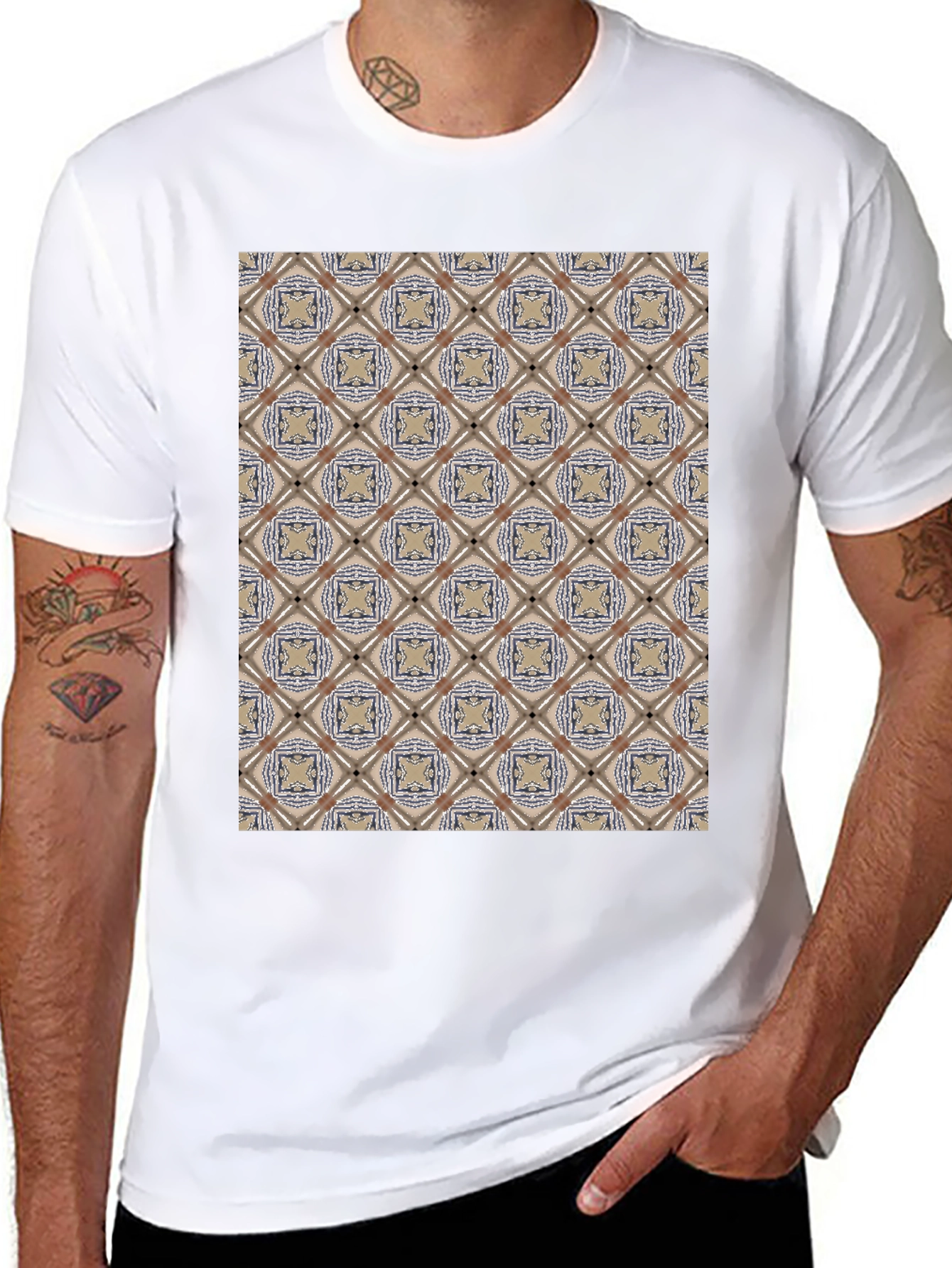 Patterned Black T-Shirt - Unique Design