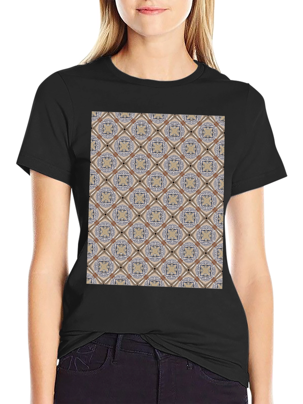 Patterned Black T-Shirt - Unique Design