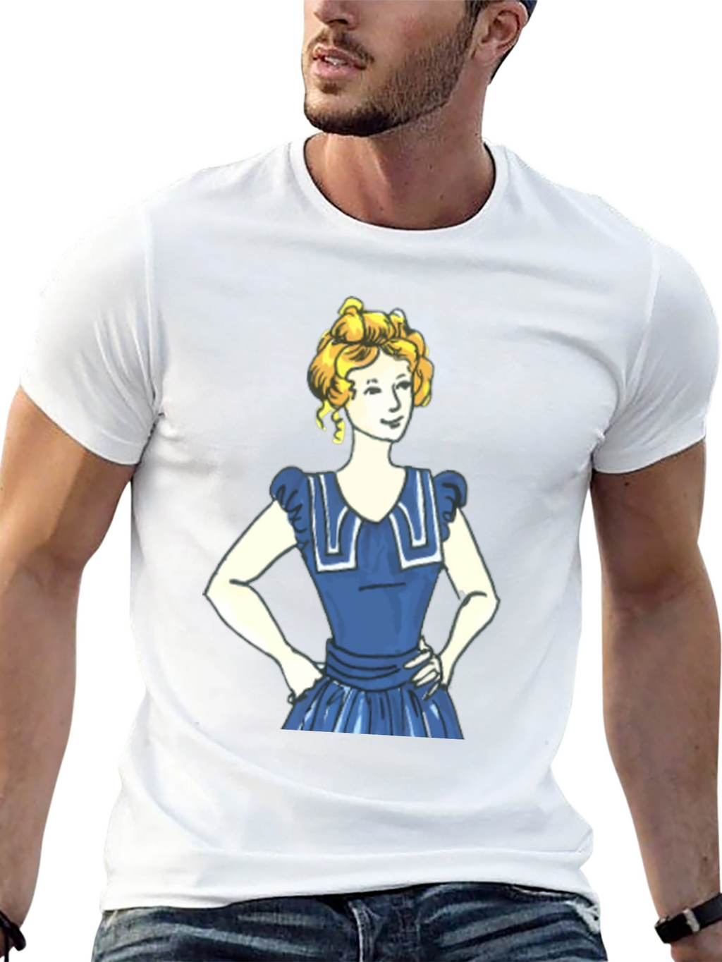 Cartoon Girl Print Black T-Shirt