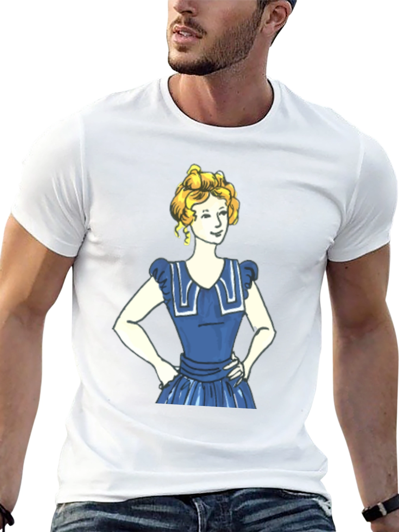 Cartoon Girl Print Black T-Shirt