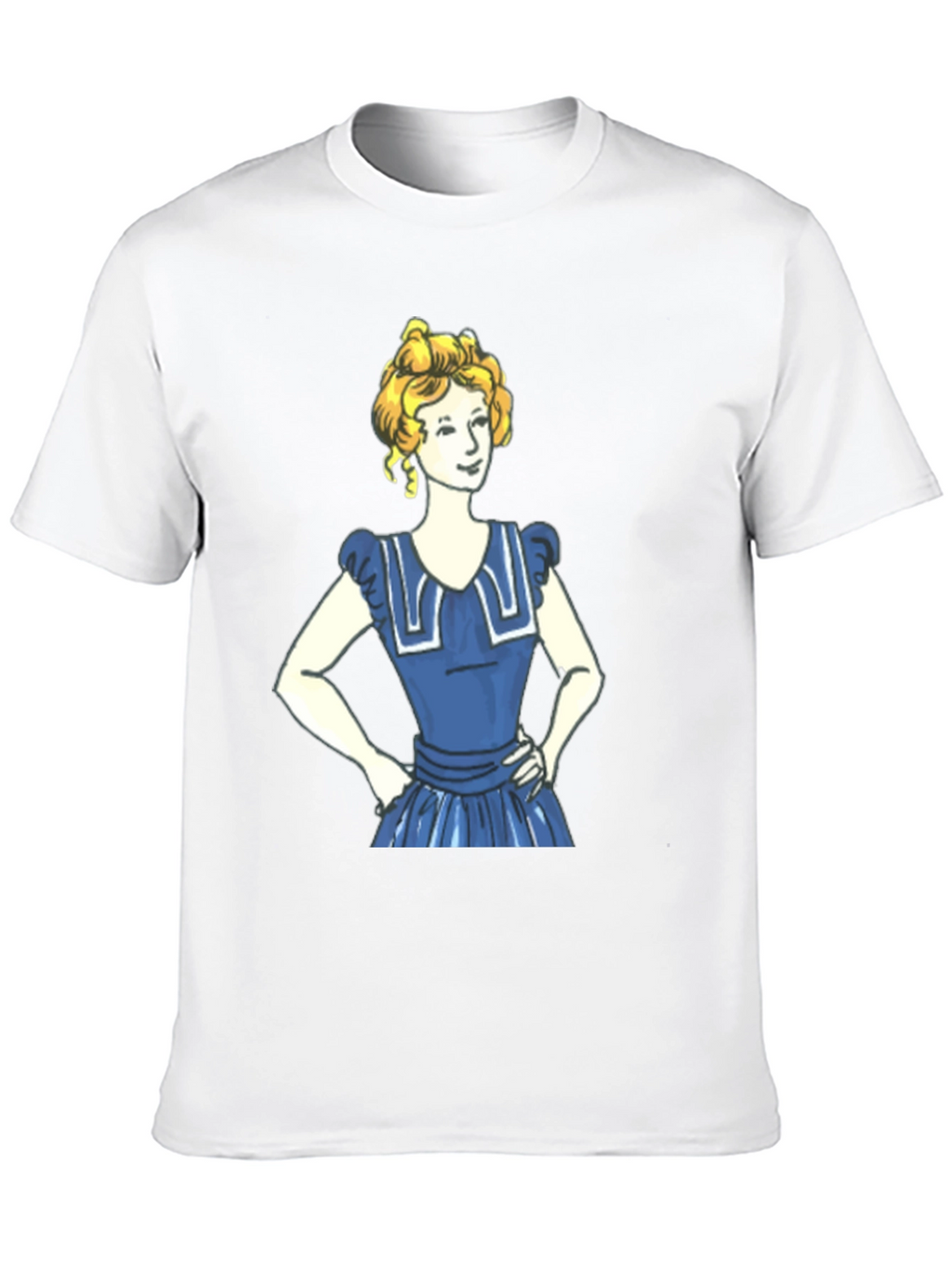 Cartoon Girl Print Black T-Shirt