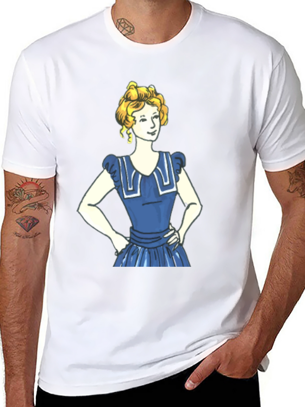 Cartoon Girl Print Black T-Shirt