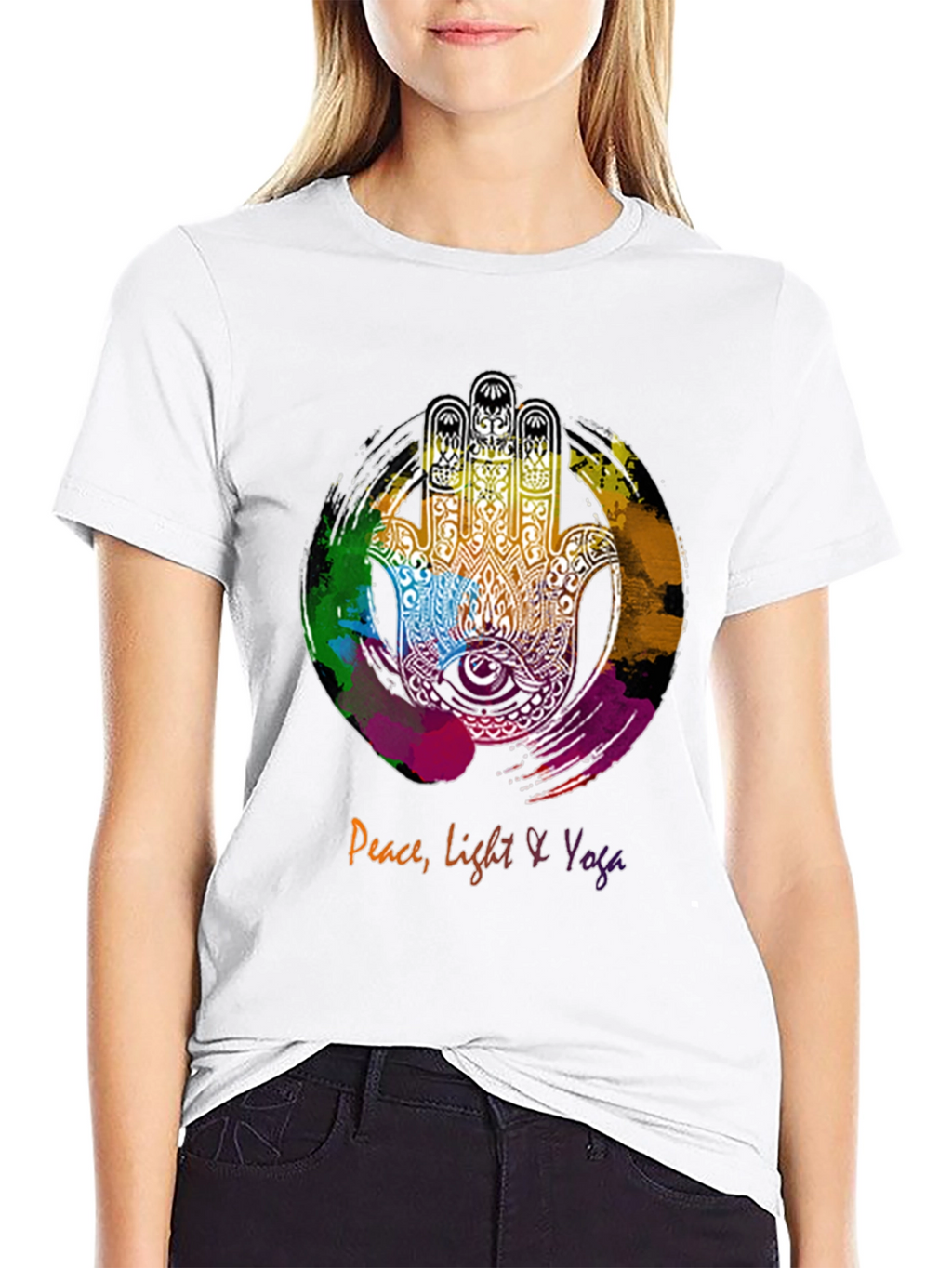 Peace Light & Yoga Hamsa Hand Graphic Tee