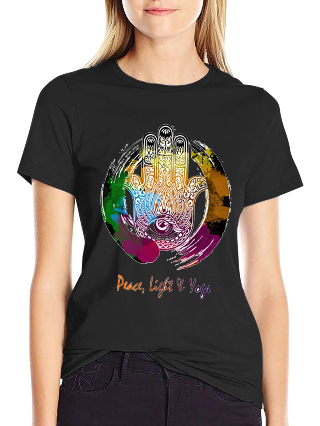Peace Light & Yoga Hamsa Hand Graphic Tee