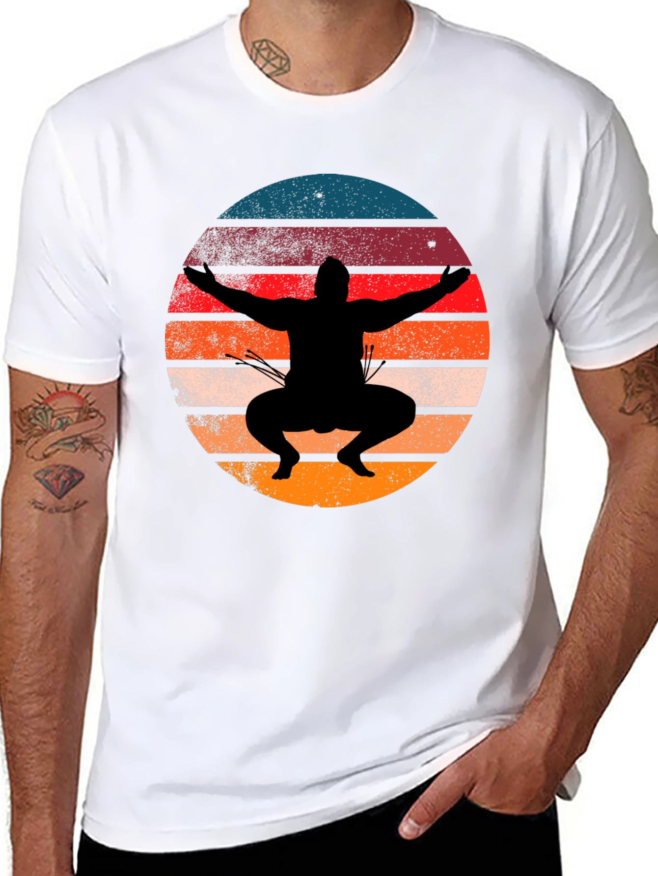 Sunset Sumo Wrestler Graphic Tee