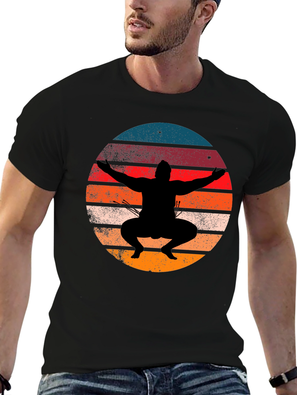 Sunset Sumo Wrestler Graphic Tee