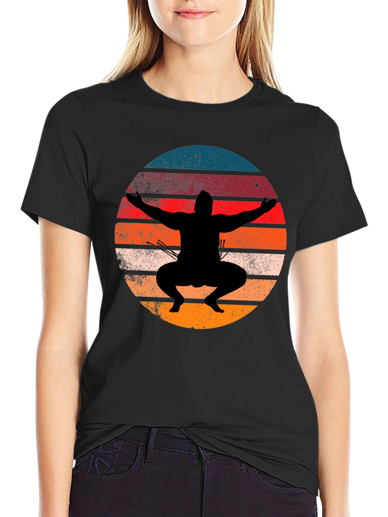 Sunset Sumo Wrestler Graphic Tee