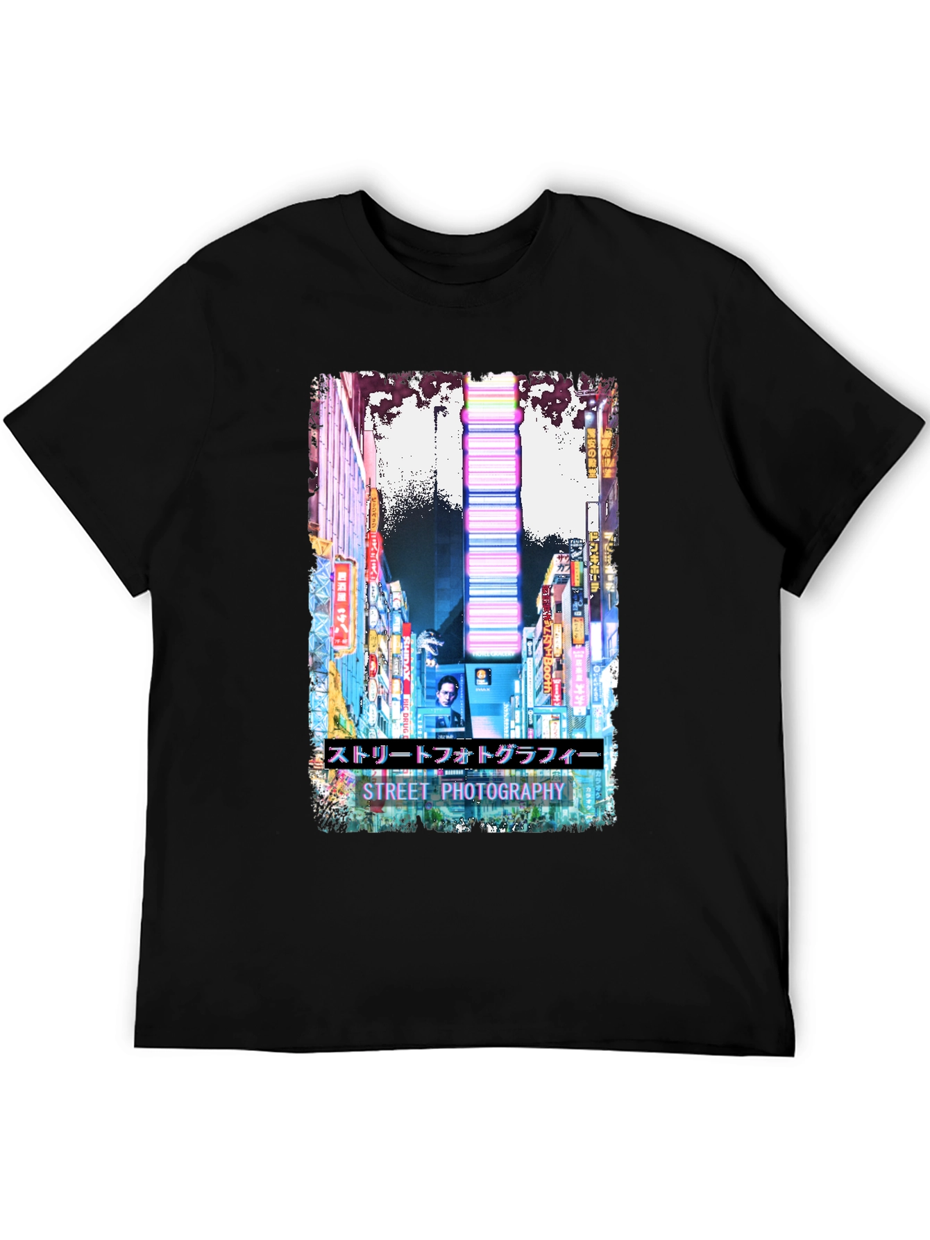 Street Photography Graphic T-Shirt - Black Cotton Tee