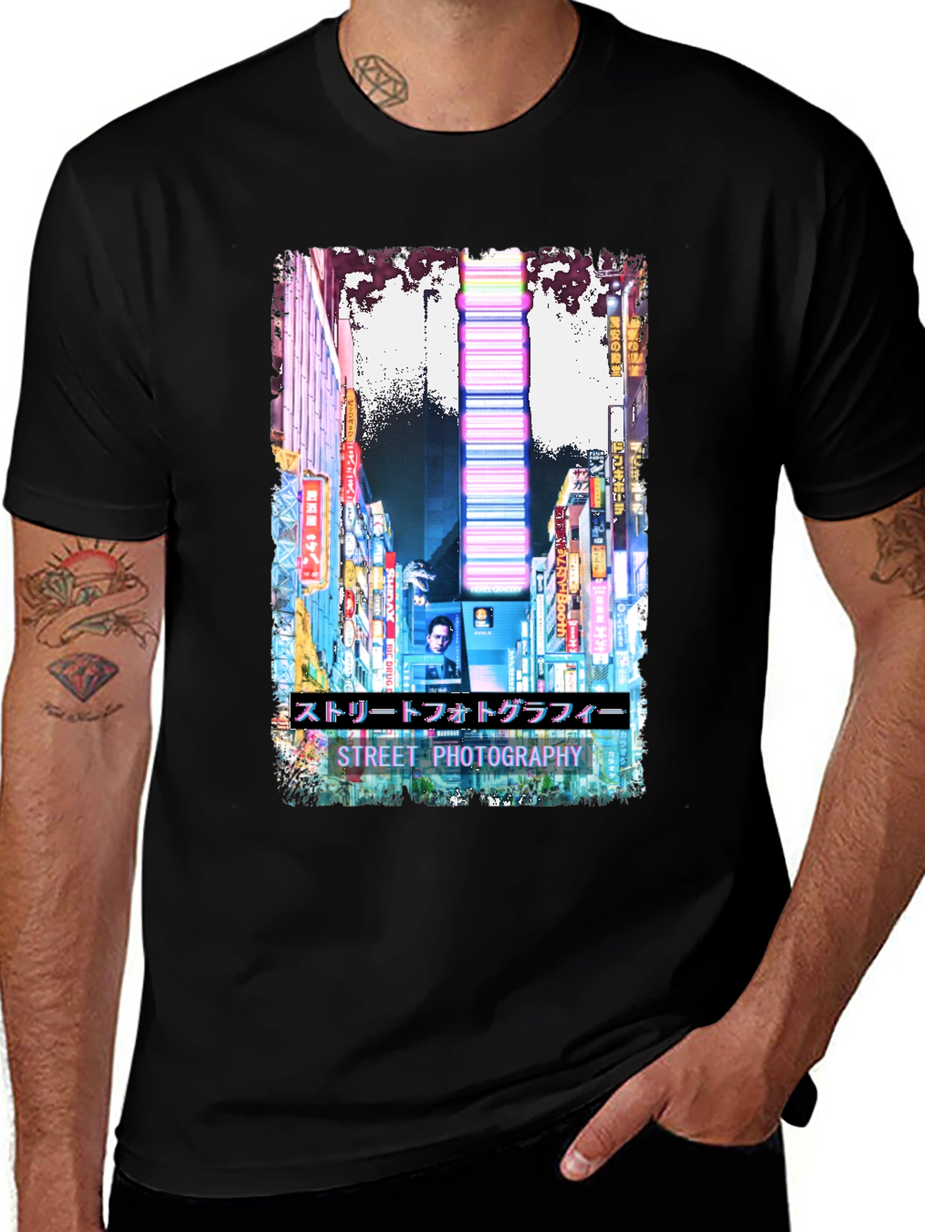 Street Photography Graphic T-Shirt - Black Cotton Tee