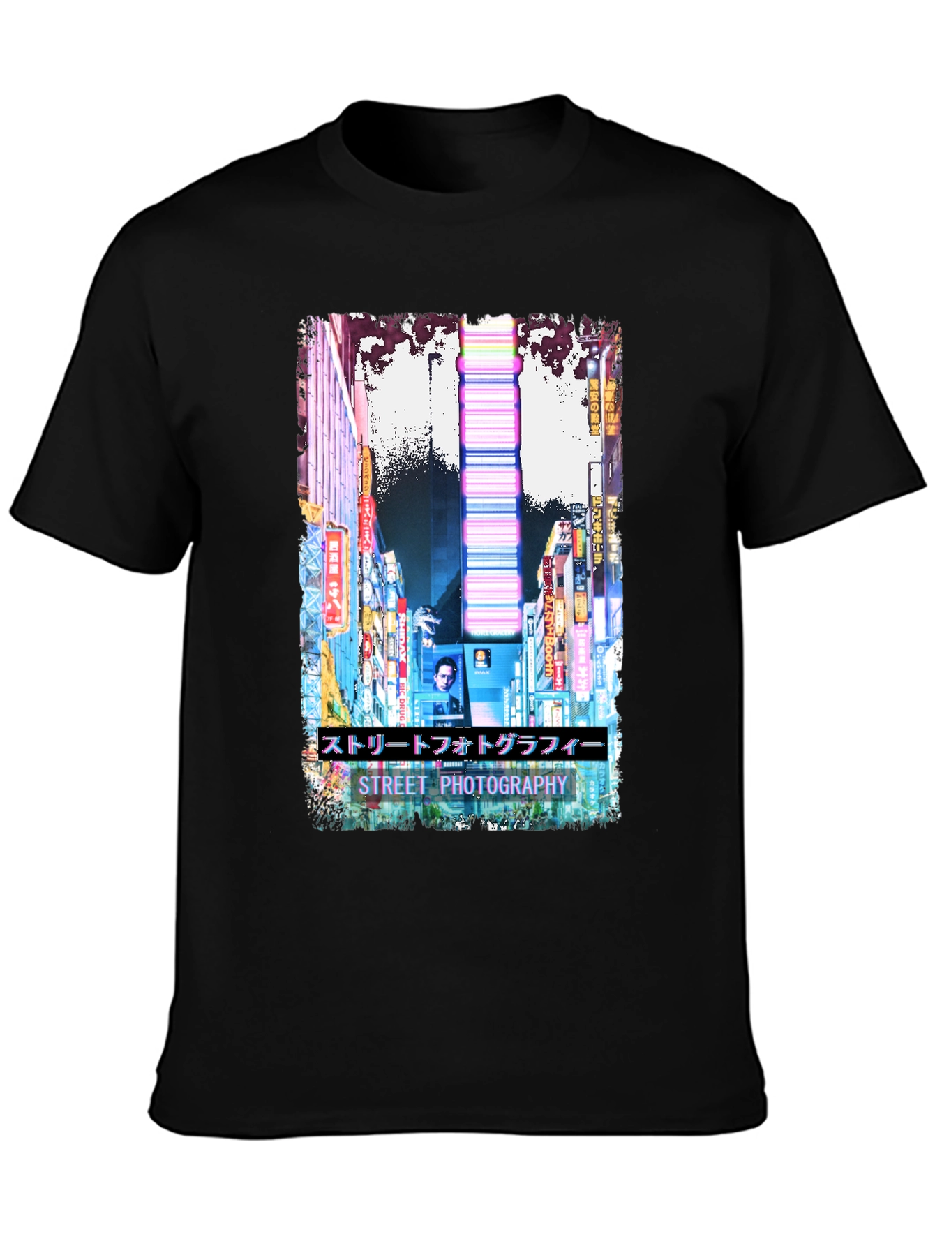 Street Photography Graphic T-Shirt - Black Cotton Tee