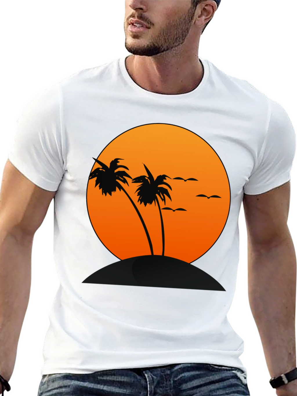Sunset Palm Tree Graphic T-Shirt