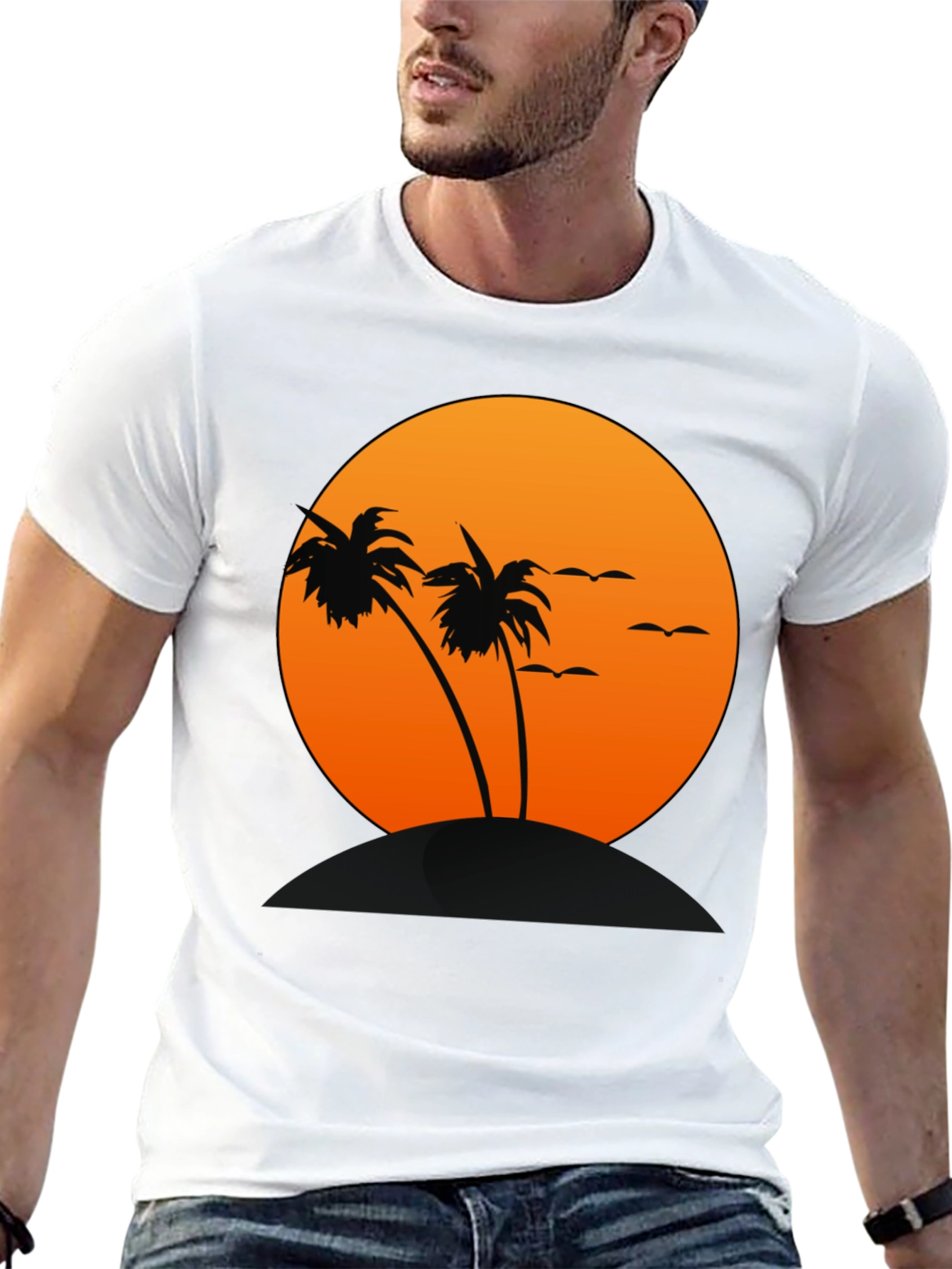 Sunset Palm Tree Graphic T-Shirt
