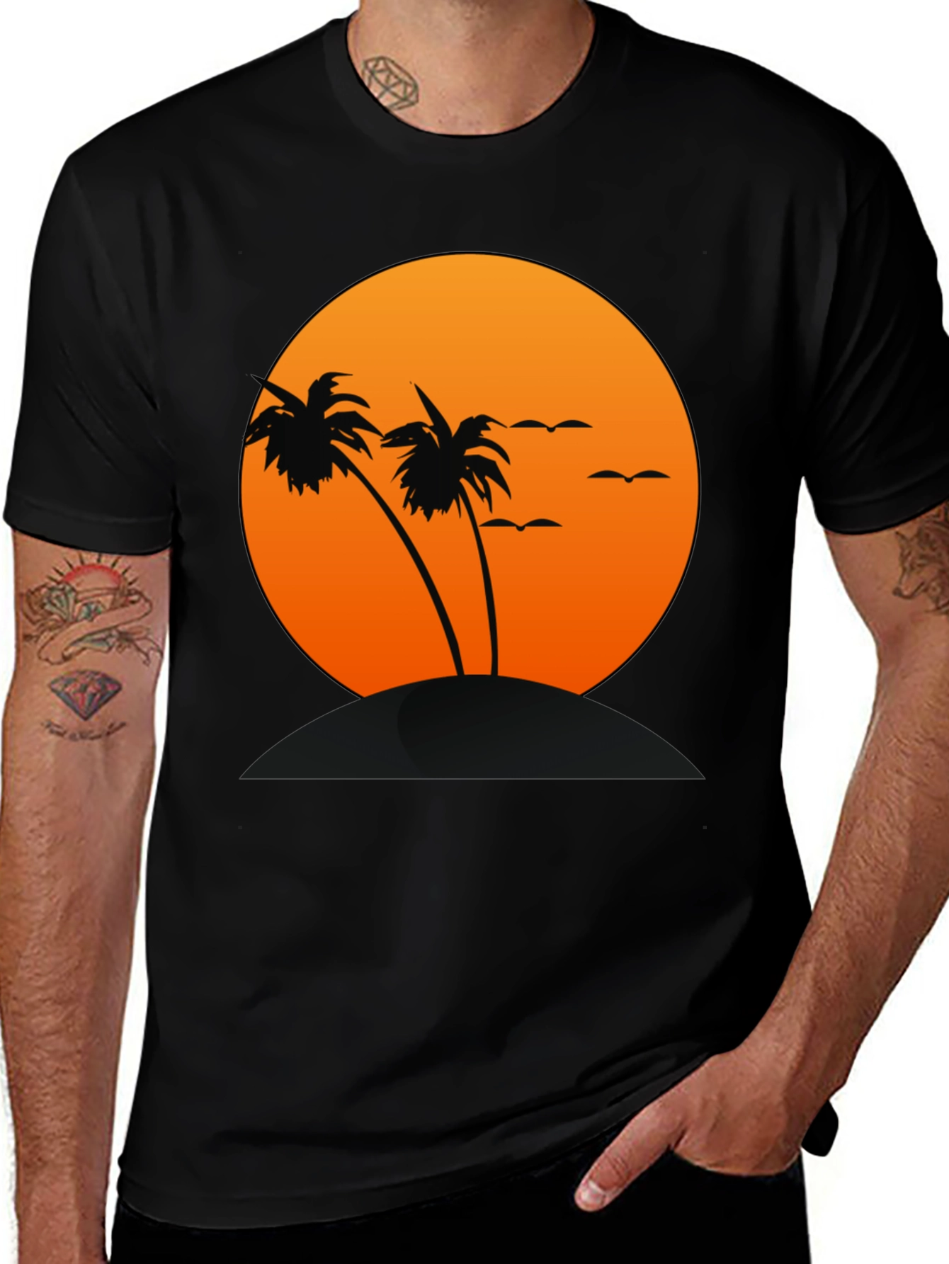 Sunset Palm Tree Graphic T-Shirt