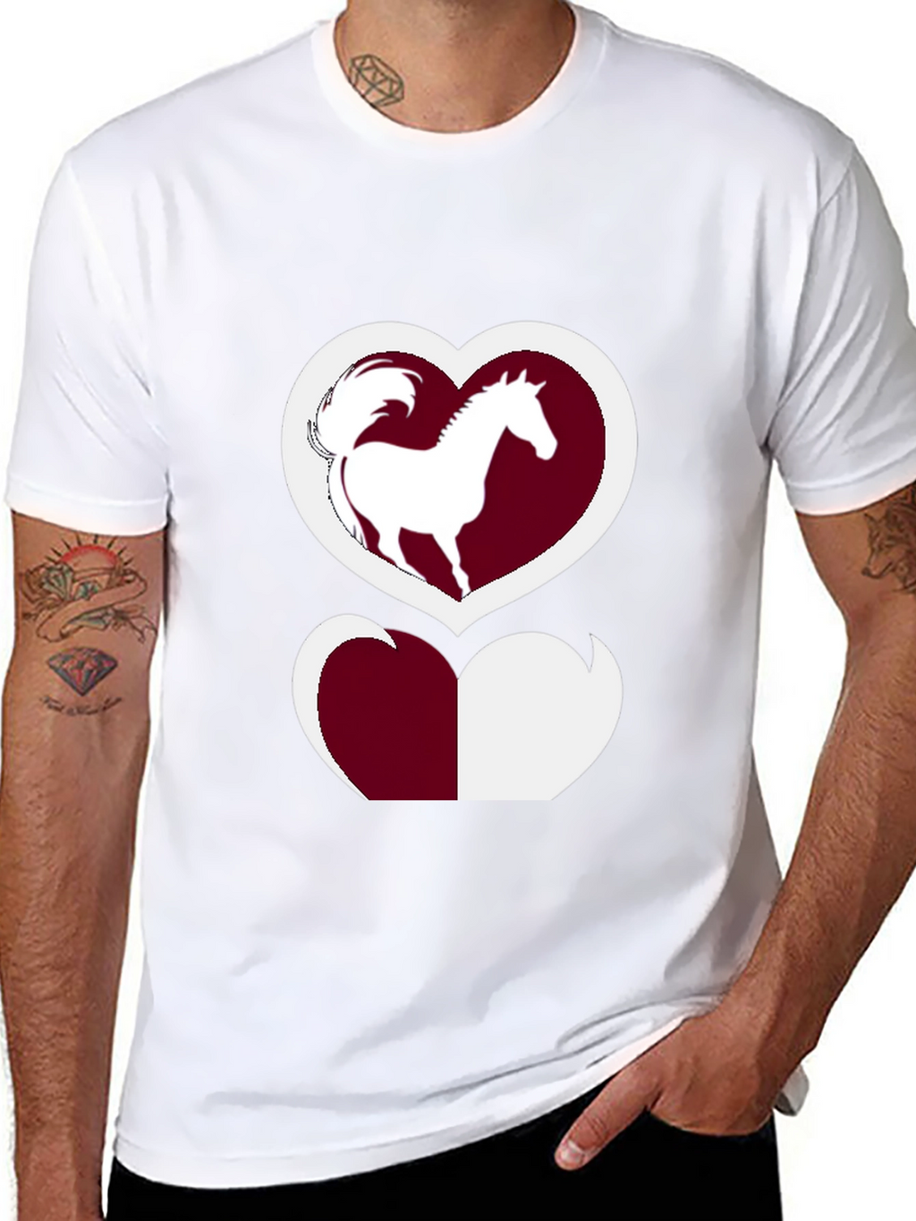Horse Lover T-Shirt: Heart Silhouette Design