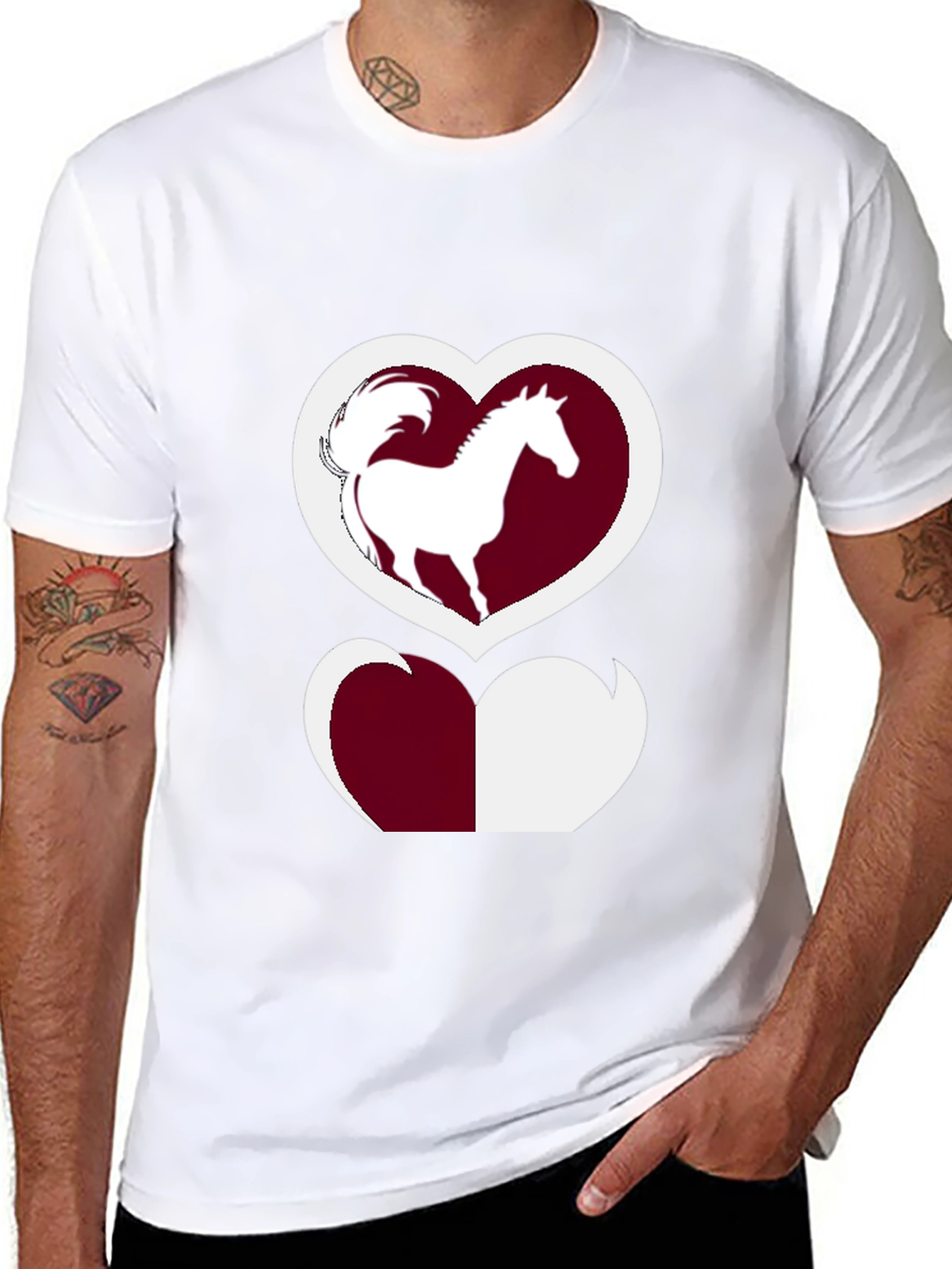 Horse Lover T-Shirt: Heart Silhouette Design
