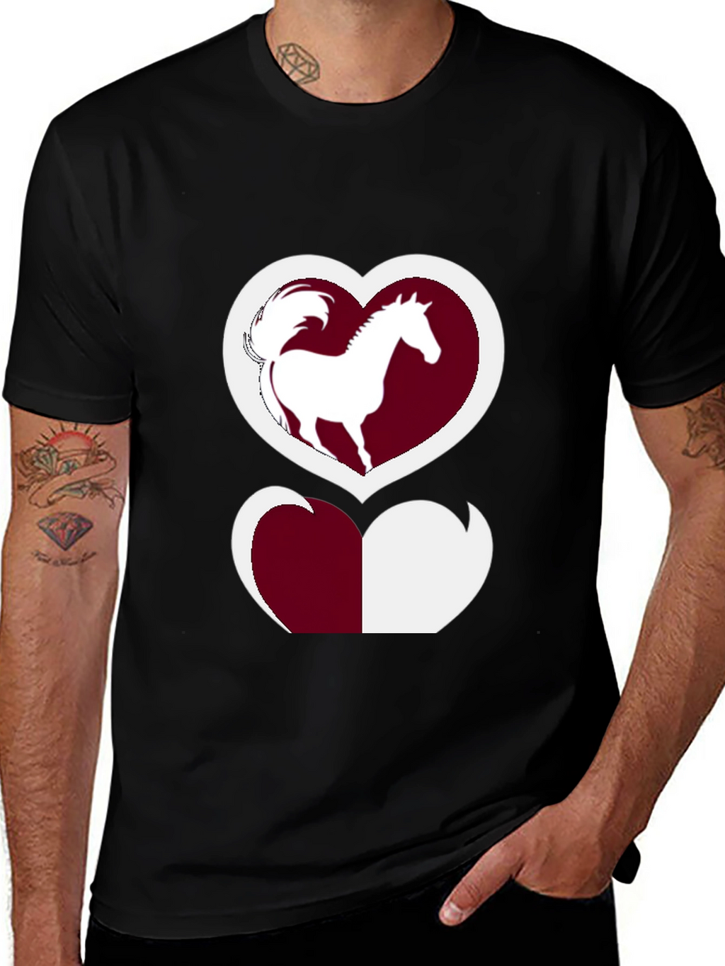 Horse Lover T-Shirt: Heart Silhouette Design