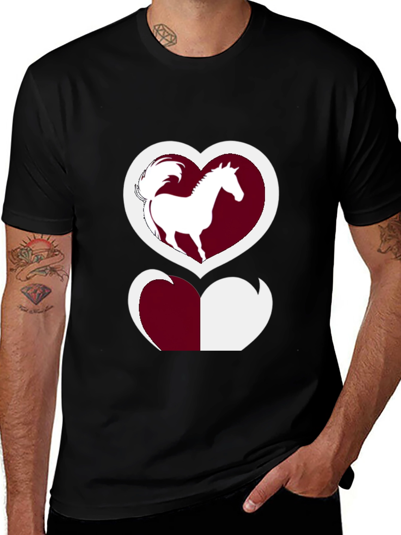 Horse Lover T-Shirt: Heart Silhouette Design