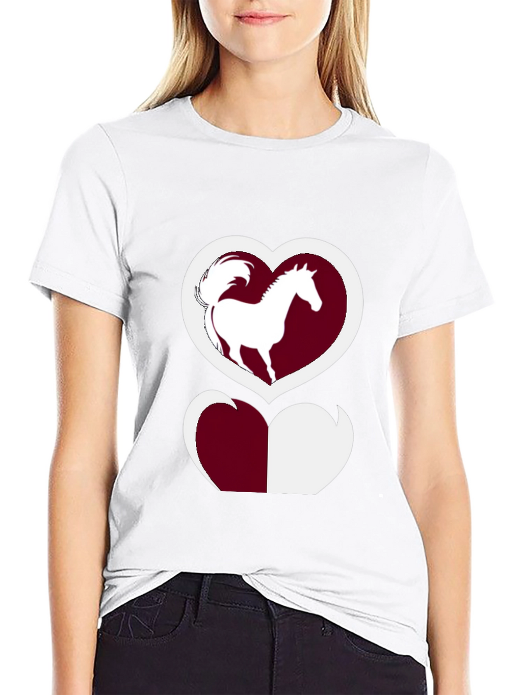 Horse Lover T-Shirt: Heart Silhouette Design