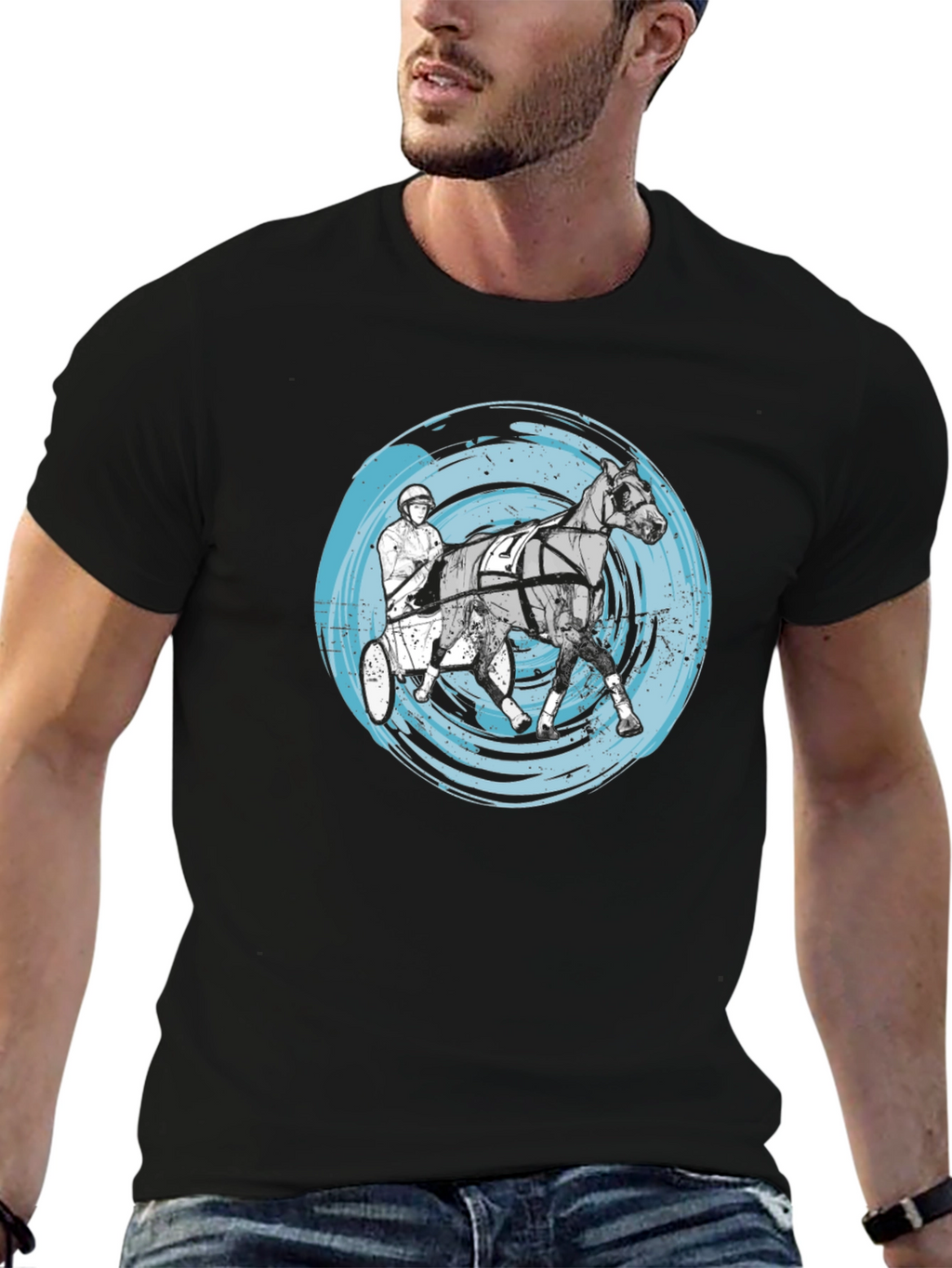 Harness Racing Tee - Distressed Circle Design