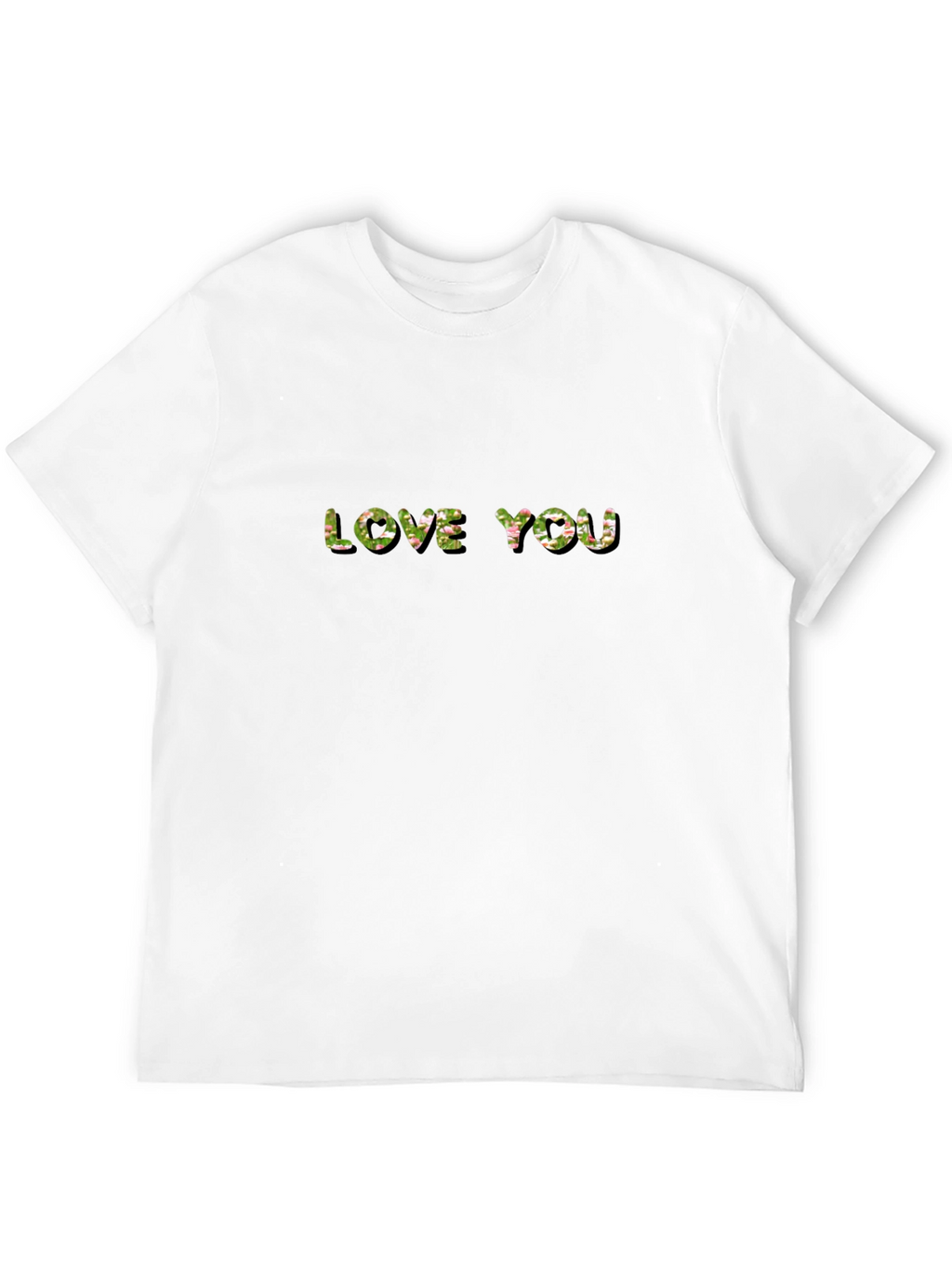 Love You Floral Print Black T-Shirt