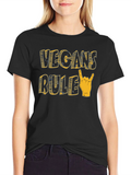 Vegans Rule Graphic T-Shirt - Black