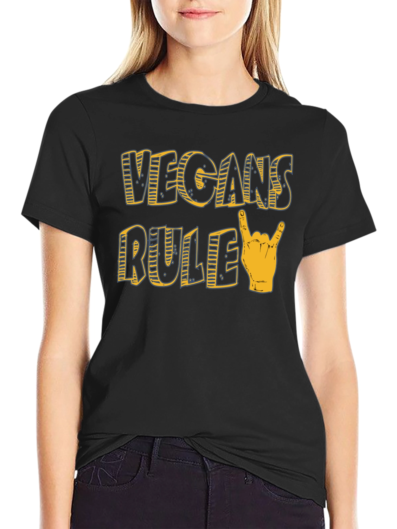 Vegans Rule Graphic T-Shirt - Black