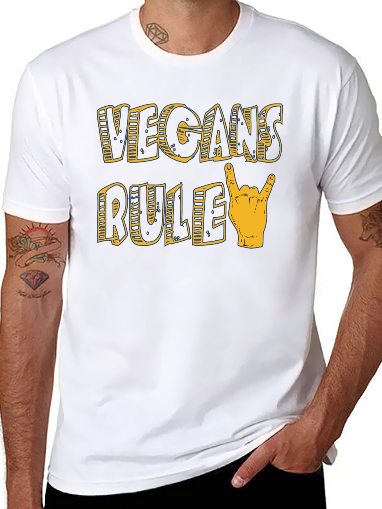 Vegans Rule Graphic T-Shirt - Black