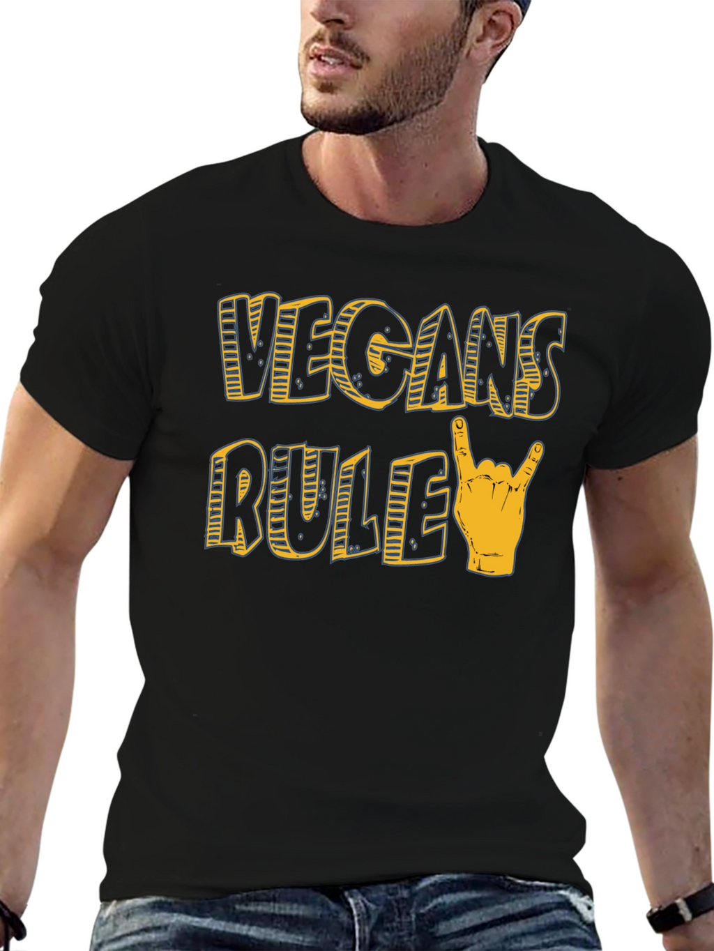 Vegans Rule Graphic T-Shirt - Black