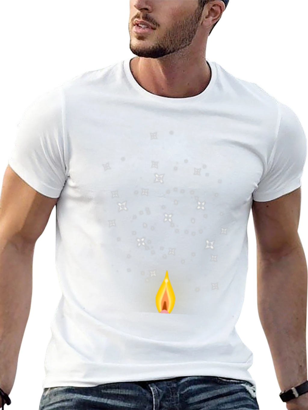 Mens Black Graphic Tee - Candle & Stars Design