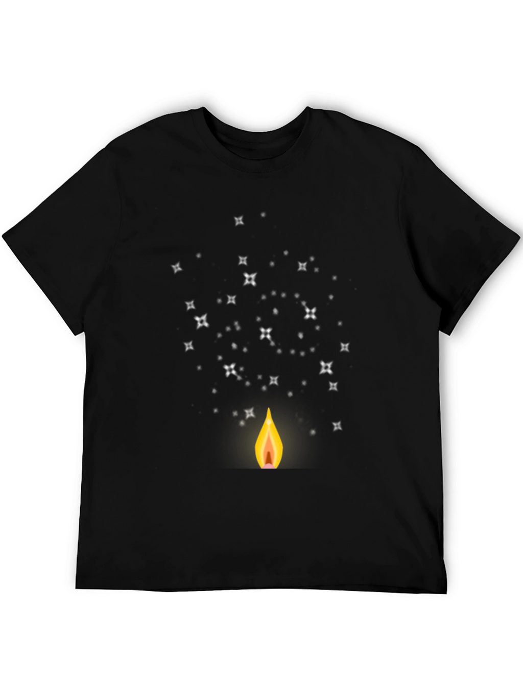 Mens Black Graphic Tee - Candle & Stars Design