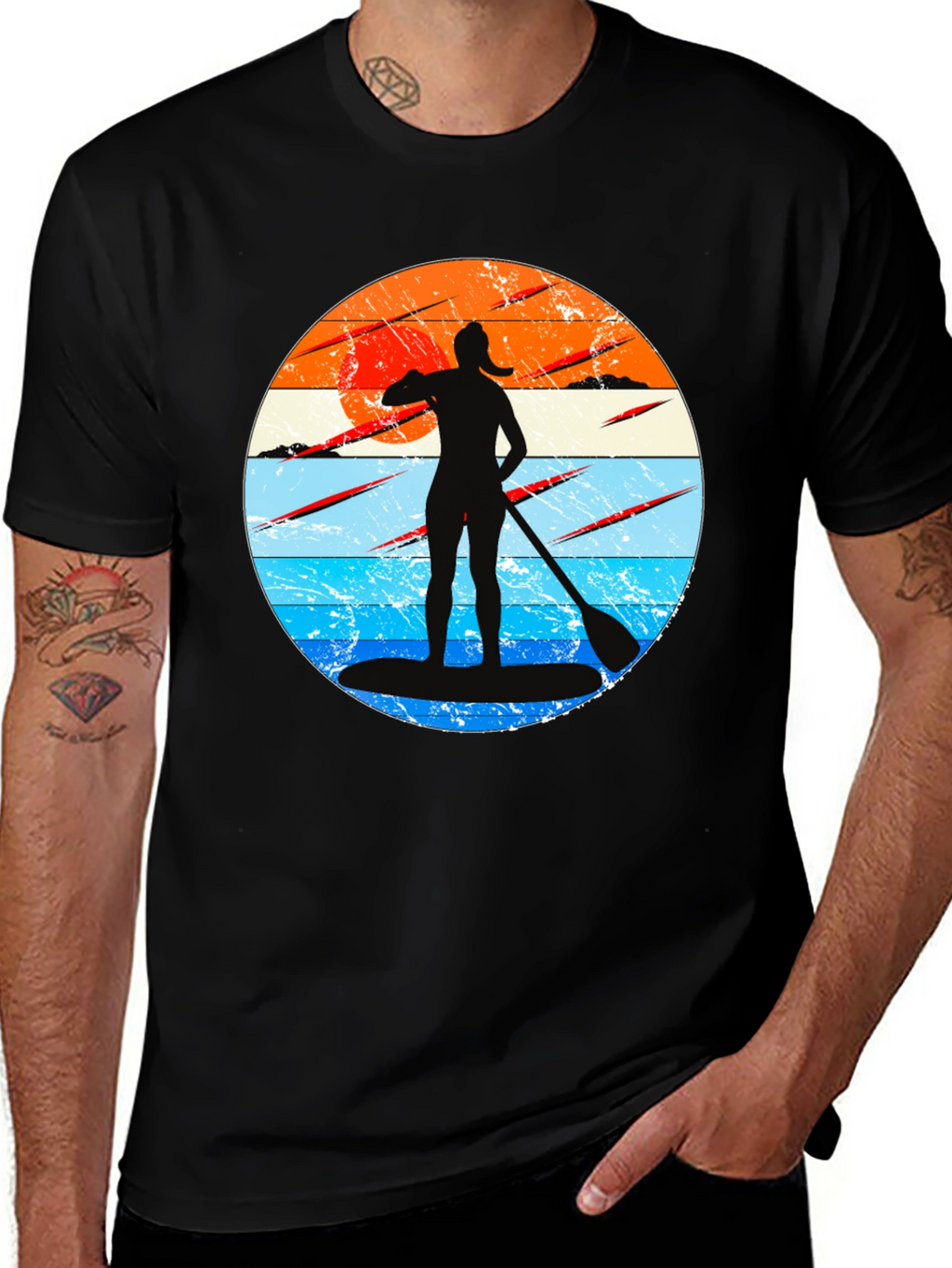 Paddleboarder Sunset Graphic Tee