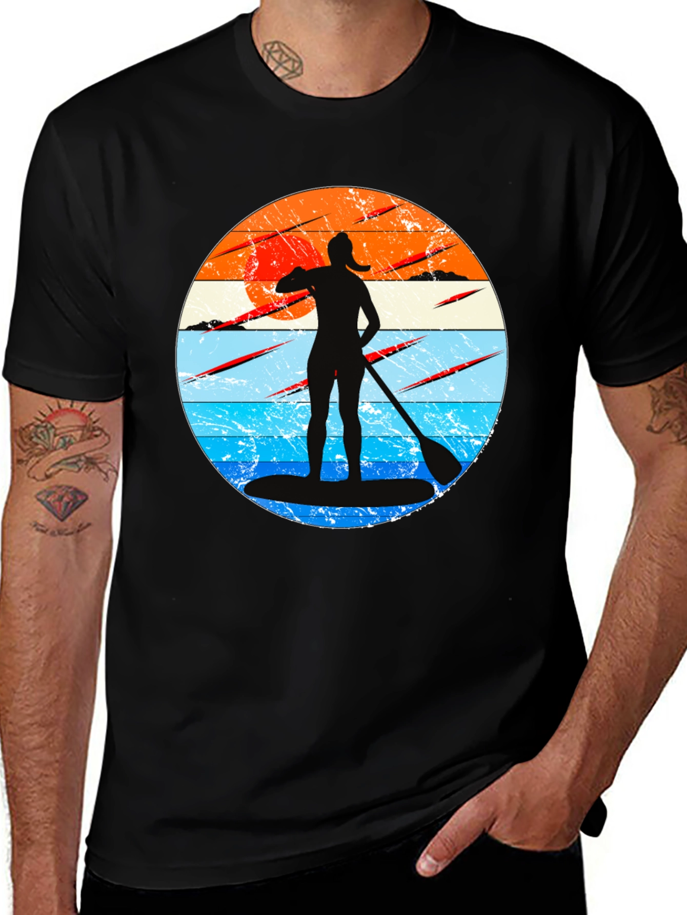 Paddleboarder Sunset Graphic Tee