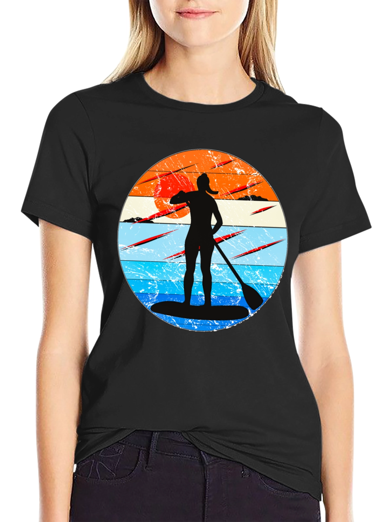 Paddleboarder Sunset Graphic Tee