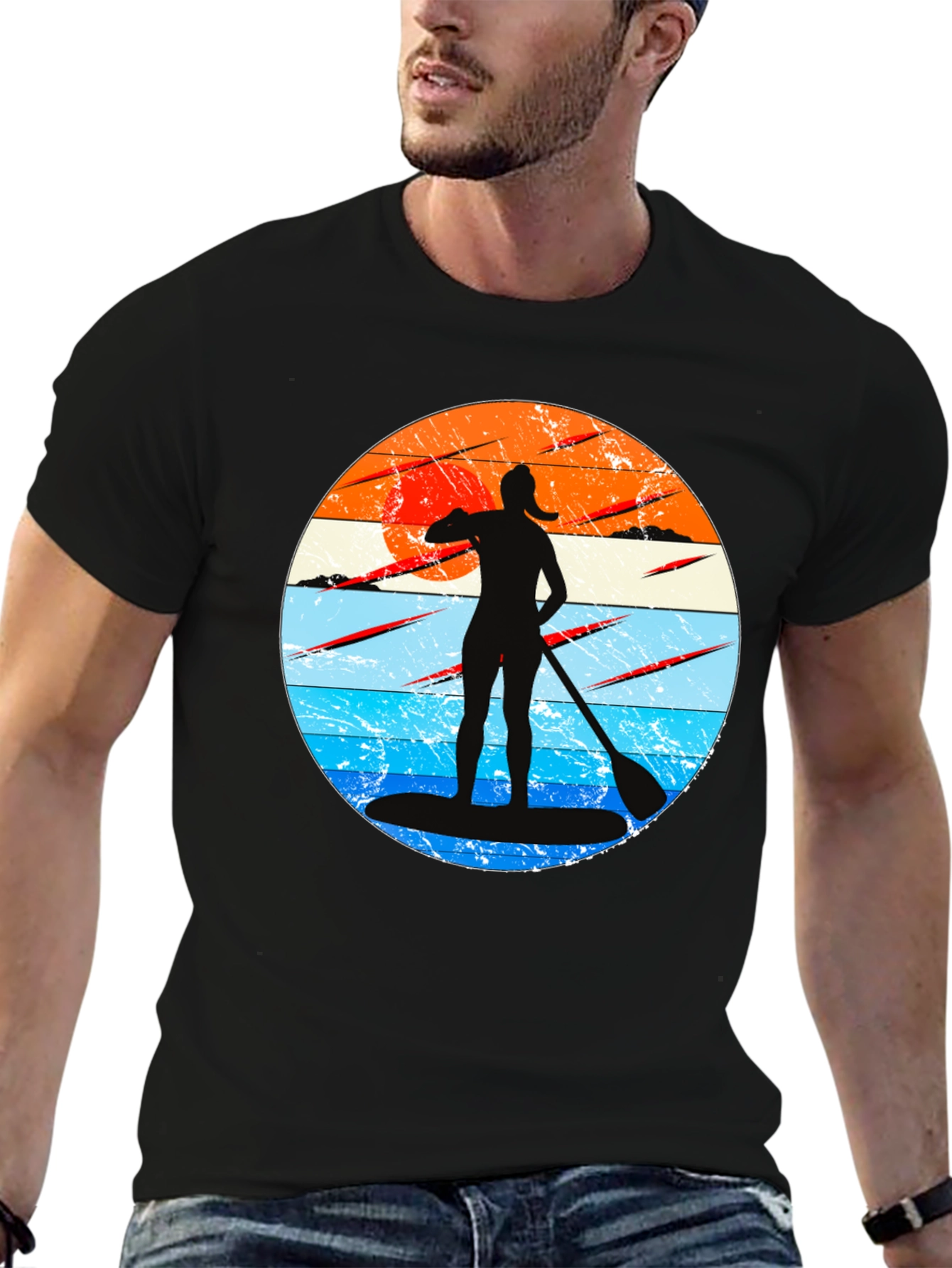 Paddleboarder Sunset Graphic Tee