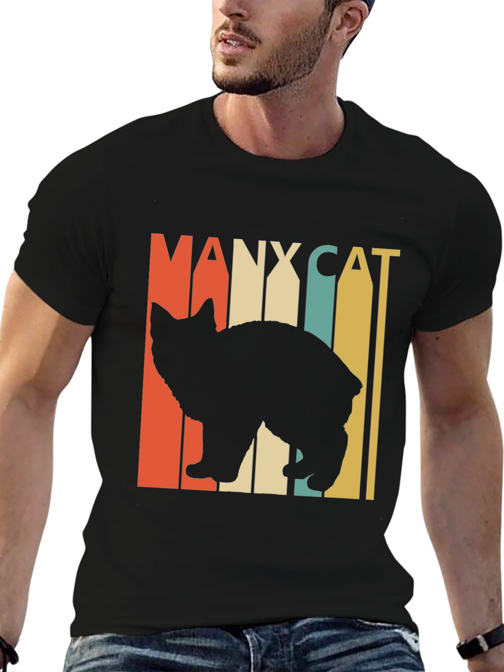 Manx Cat Retro Style T-Shirt