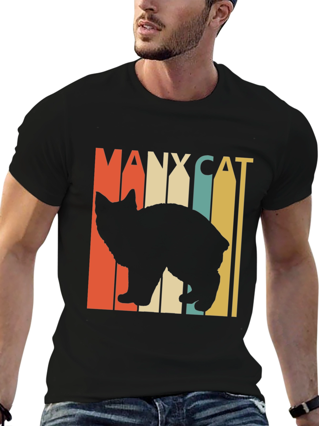 Manx Cat Retro Style T-Shirt