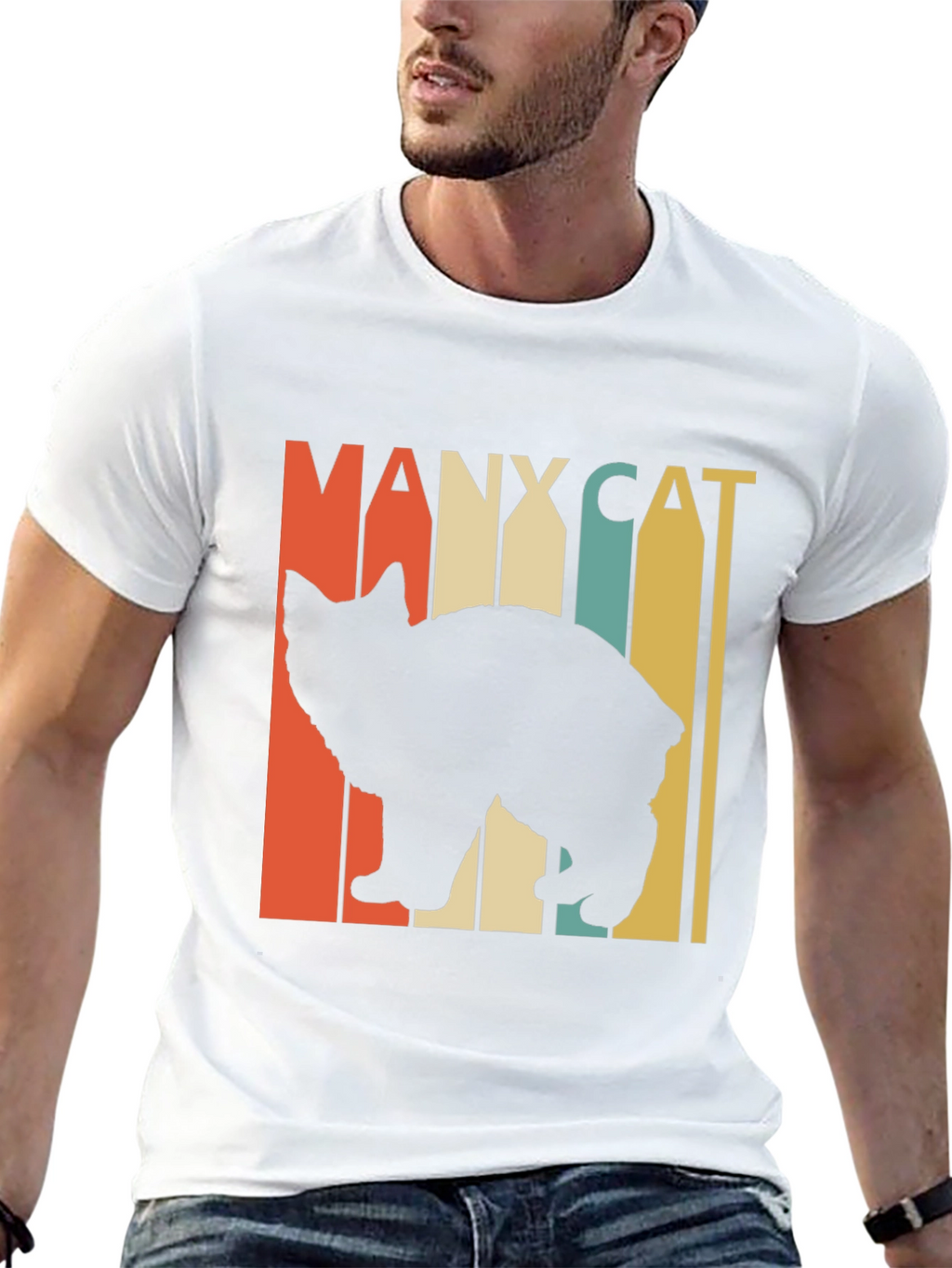 Manx Cat Retro Style T-Shirt