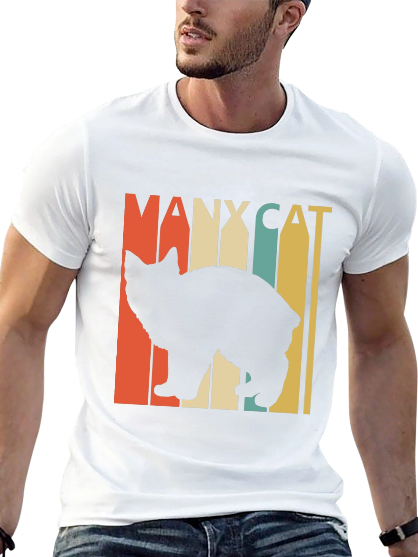 Manx Cat Retro Style T-Shirt
