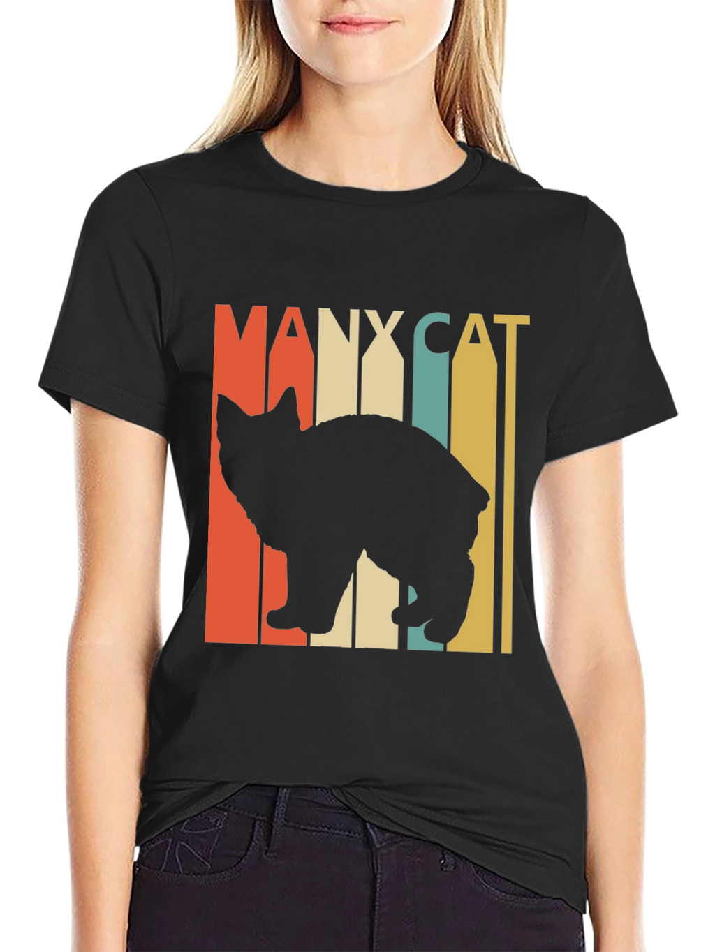 Manx Cat Retro Style T-Shirt