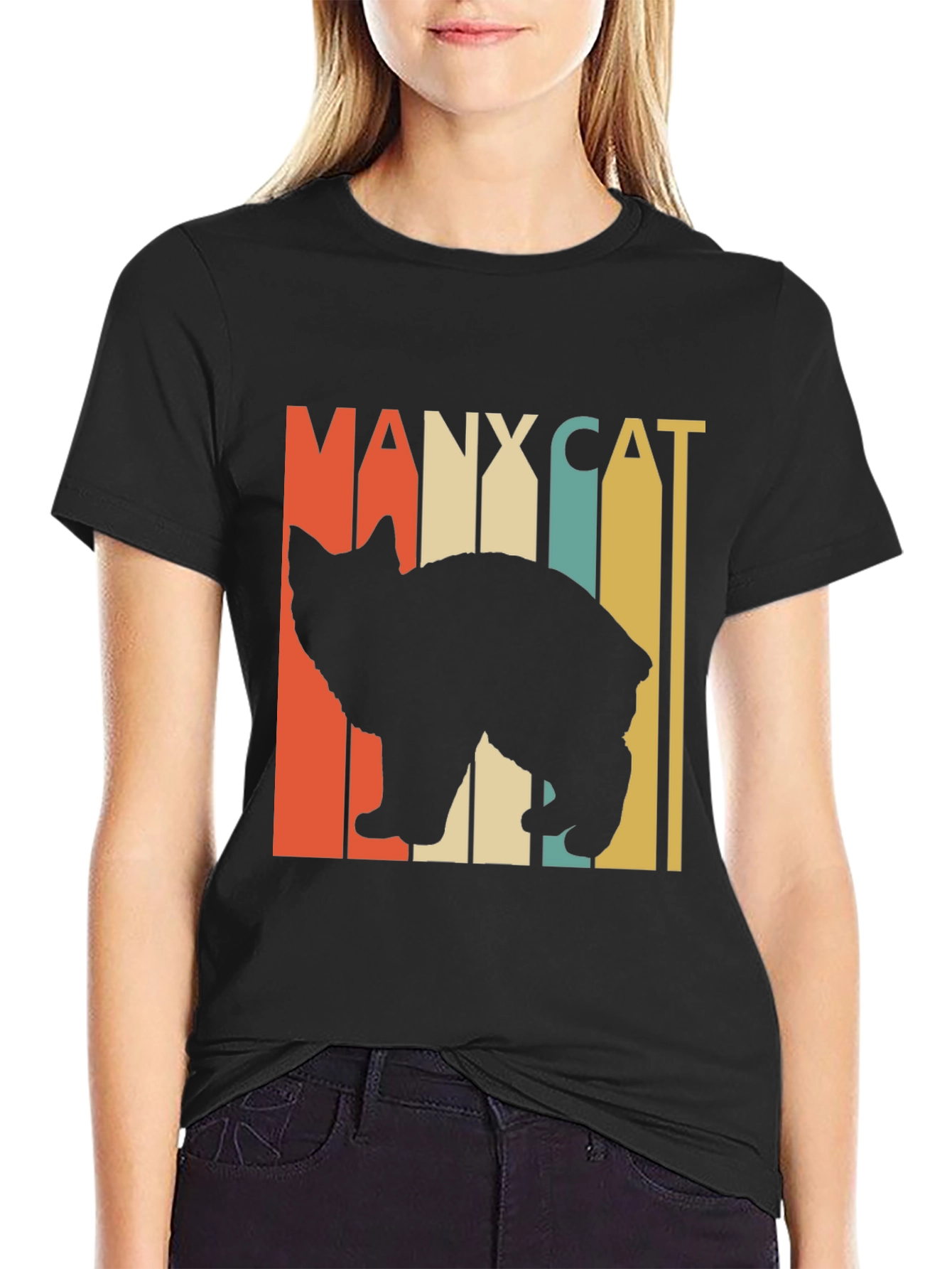 Manx Cat Retro Style T-Shirt