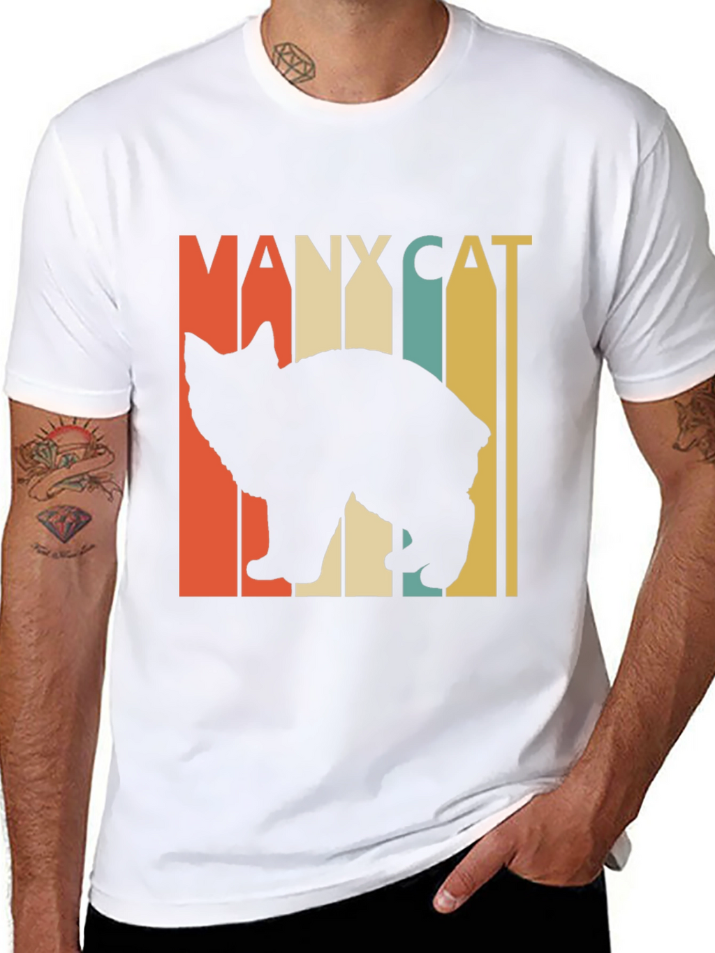 Manx Cat Retro Style T-Shirt