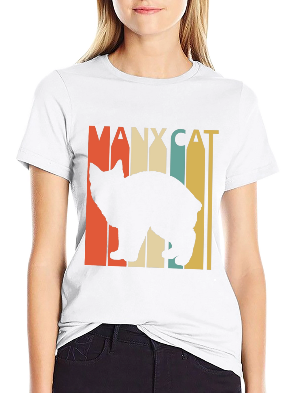 Manx Cat Retro Style T-Shirt