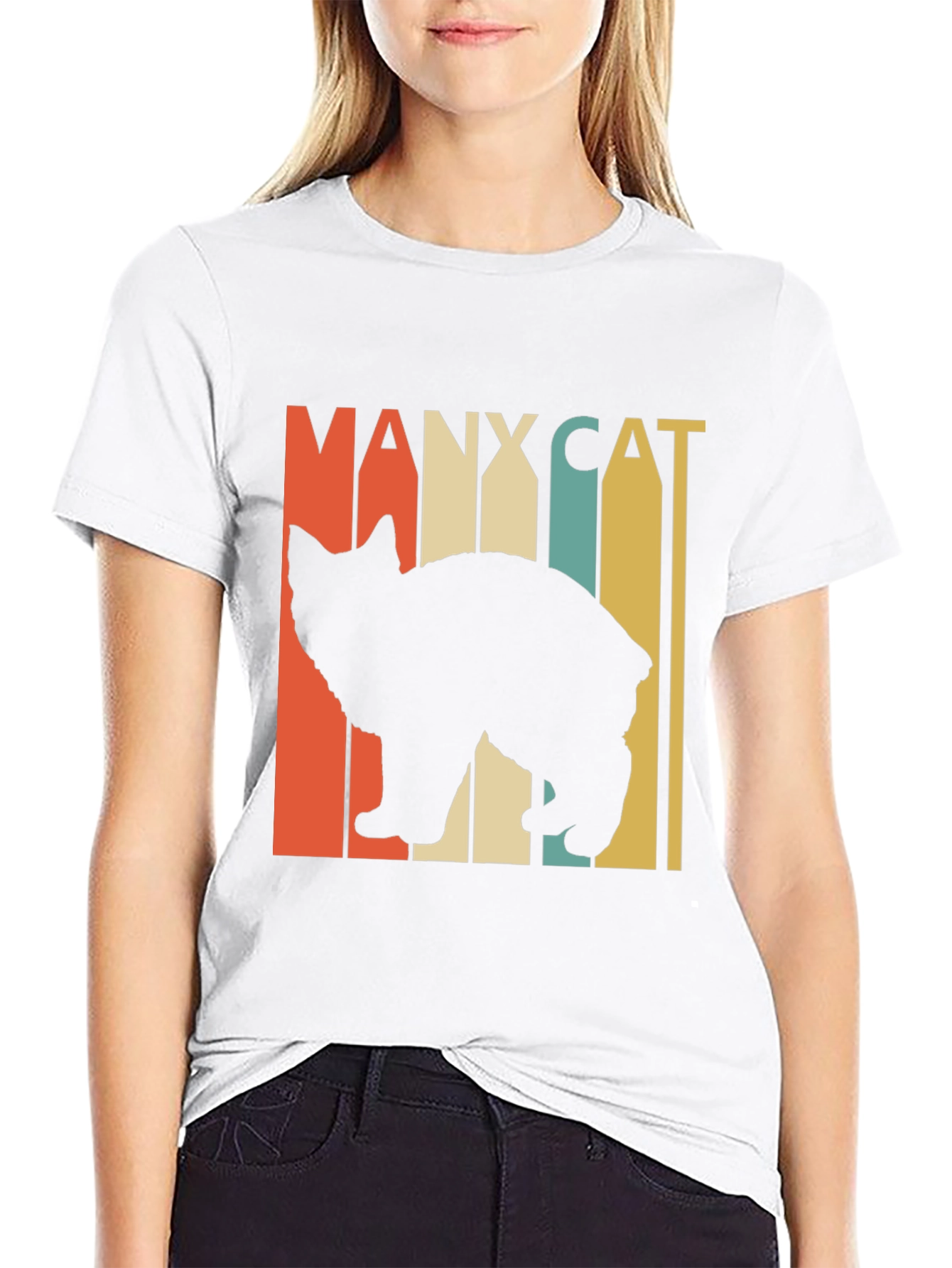 Manx Cat Retro Style T-Shirt