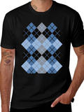 Stylish Black T-Shirt with Argyle Diamond Design